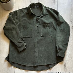 Zara Forest Green Button-Up Shirt // Size Small